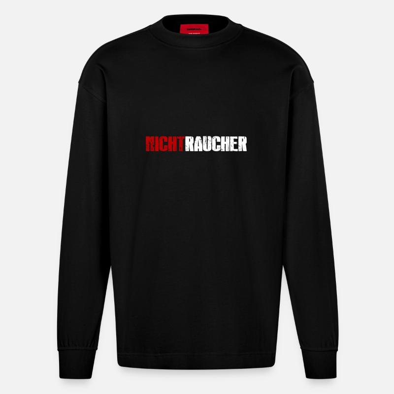Nichtraucher - Heavyweight Oversized Organic Langarmshirt Made in EU - SOLID BLACK