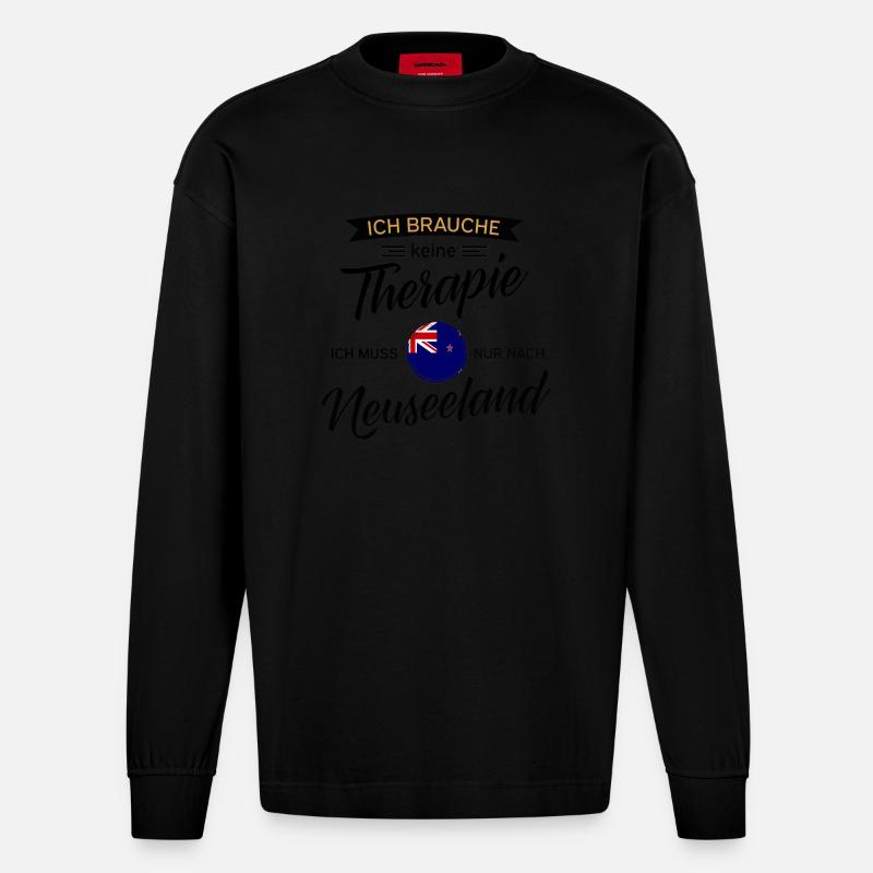 Neuseeland - Heavyweight Oversized Organic Langarmshirt Made in EU - SOLID BLACK