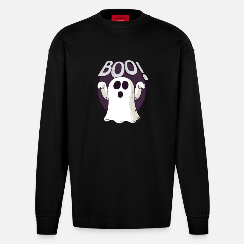 AM 04 halloween b - Heavyweight Oversized Organic Langarmshirt Made in EU - SOLID BLACK