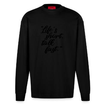 Proverbes - Manches longues bio épais oversize fabriqué en UE - SOLID BLACK - Devant