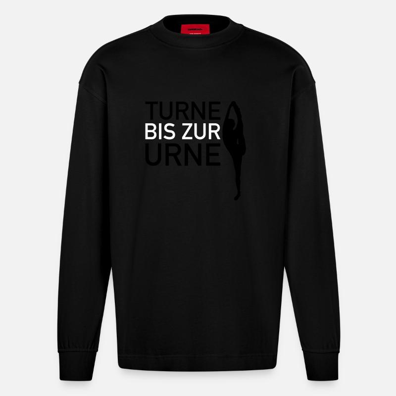 Turne bis zur Urne - Heavyweight Oversized Organic Langarmshirt Made in EU - SOLID BLACK