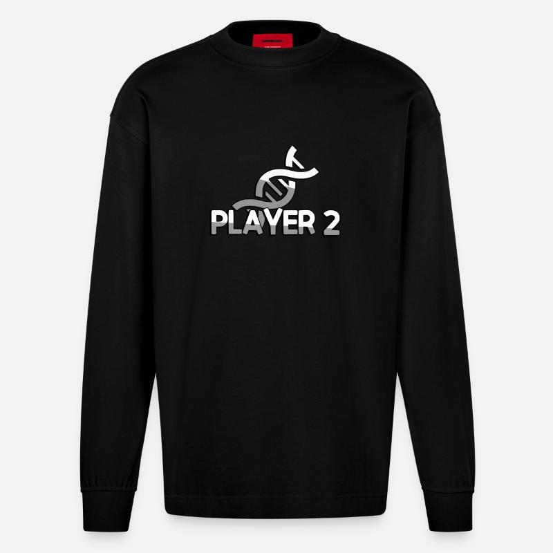 PLAYER 2 + DNA - Gaming - Heavyweight Oversized Organic Langarmshirt Made in EU - SOLID BLACK