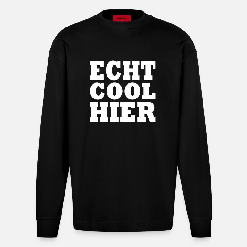 Echt cool hier - Heavyweight Oversized Organic Langarmshirt Made in EU - SOLID BLACK