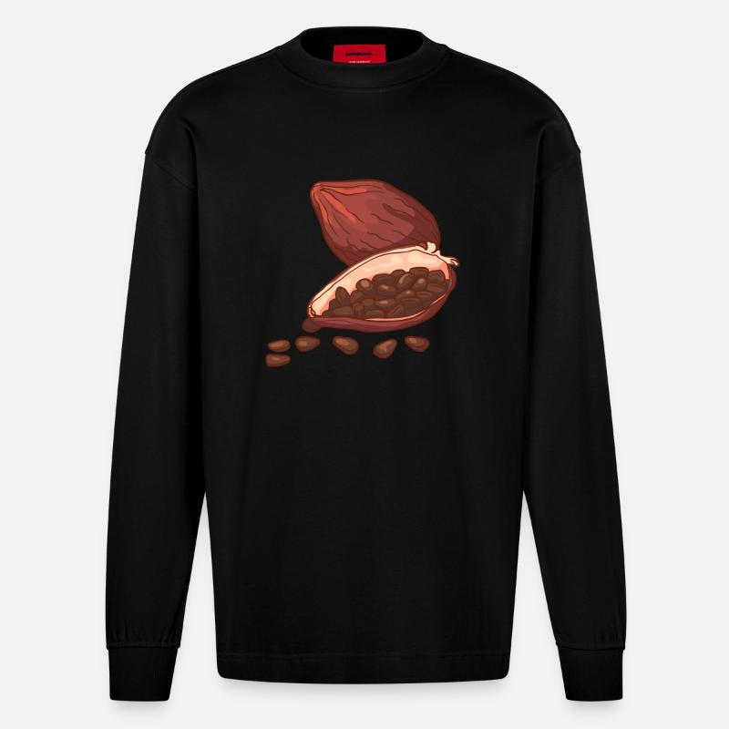 Cacao choucé chocolat cacao fèves - Manches longues bio épais oversize fabriqué en UE - SOLID BLACK