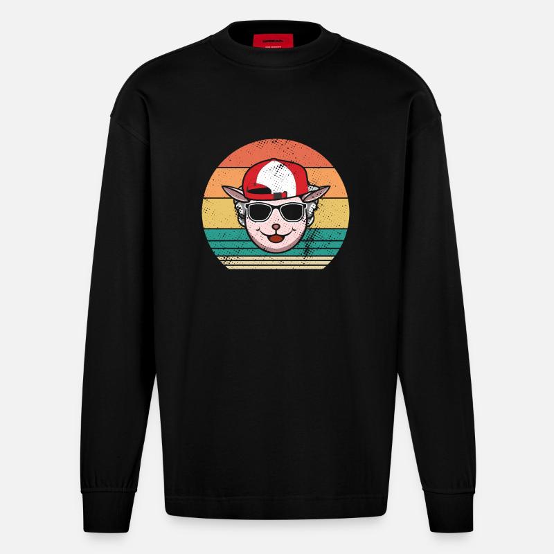 Schäfer Schaf - Heavyweight Oversized Organic Langarmshirt Made in EU - SOLID BLACK