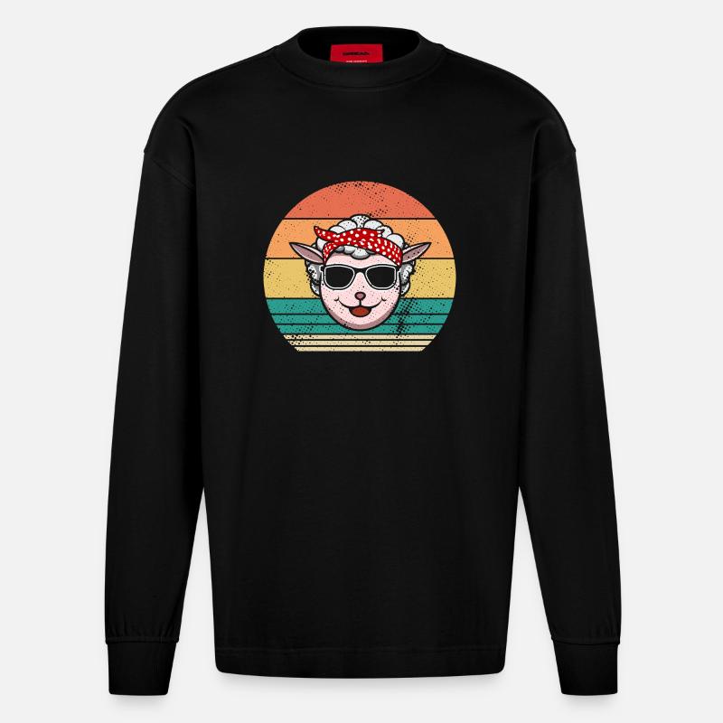 Schäfer Schaf - Heavyweight Oversized Organic Langarmshirt Made in EU - SOLID BLACK