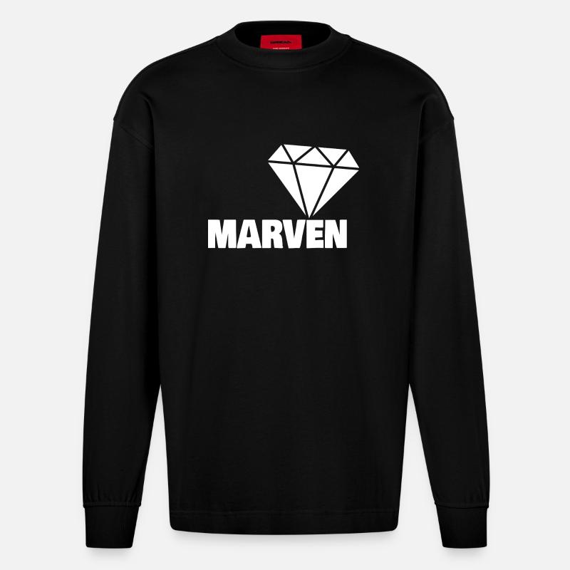 Marven als Edel - Heavyweight Oversized Organic Langarmshirt Made in EU - SOLID BLACK