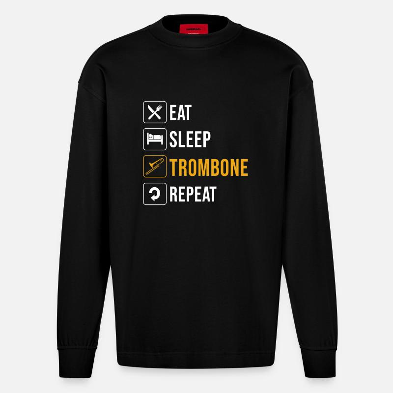 Trombone - Heavyweight Oversized Organic Longsleeve Shirt Made in EU - SOLID BLACK