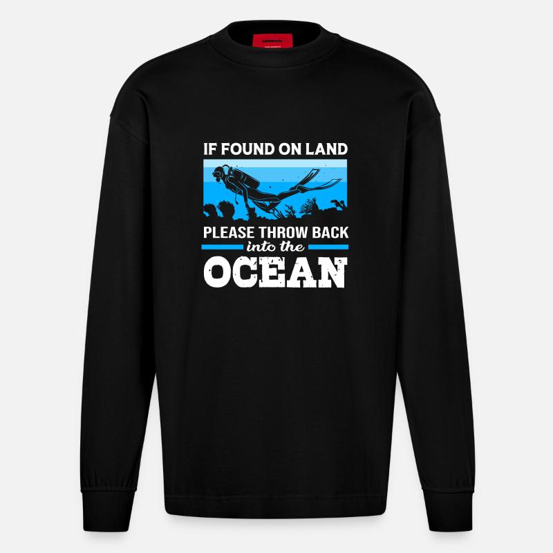 Tauchen - Heavyweight Oversized Organic Langarmshirt Made in EU - SOLID BLACK