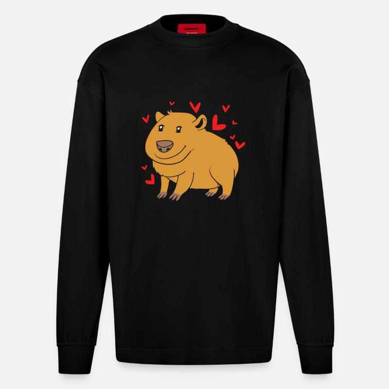 Capybara - Heavyweight Oversized Organic Langarmshirt Made in EU - SOLID BLACK