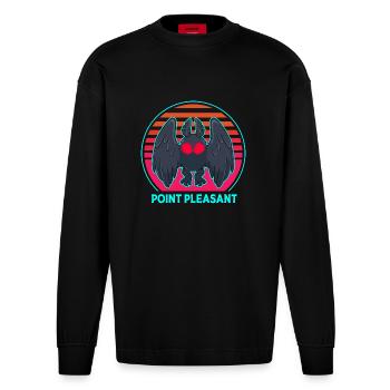 Mothman - Heavyweight Oversized Organic Longsleeve Shirt Made in EU - SOLID BLACK - Front