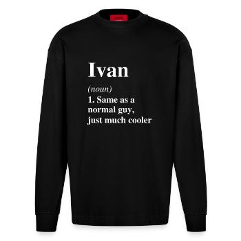 Ivan Définition Cool Nom Dire Cadeau - Manches longues bio épais oversize fabriqué en UE - SOLID BLACK - Devant