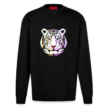 White Tiger - Heavyweight Oversized Organic Longsleeve Shirt Made in EU - SOLID BLACK - Front