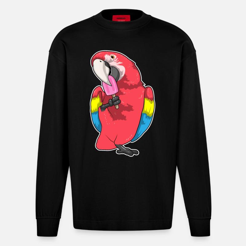 Popsicles perroquets - Manches longues bio épais oversize fabriqué en UE - SOLID BLACK