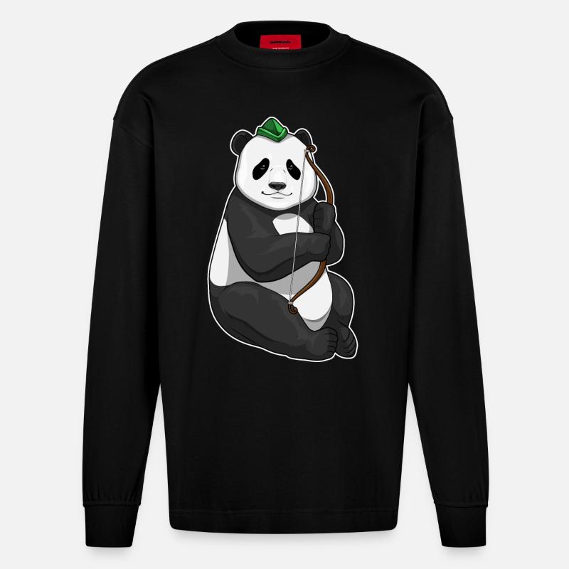 Arc Panda Archer - Manches longues bio épais oversize fabriqué en UE - SOLID BLACK