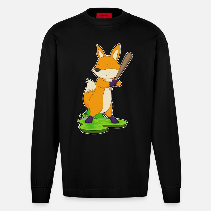 Batte de baseball Fox - Manches longues bio épais oversize fabriqué en UE - SOLID BLACK