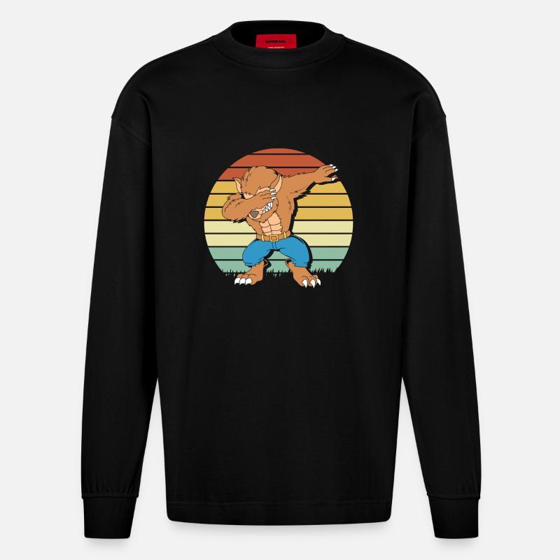 Werwolf - Heavyweight Oversized Organic Langarmshirt Made in EU - SOLID BLACK