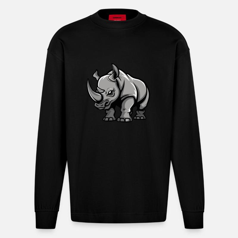 Nashorn Comic - Heavyweight Oversized Organic Langarmshirt Made in EU - SOLID BLACK