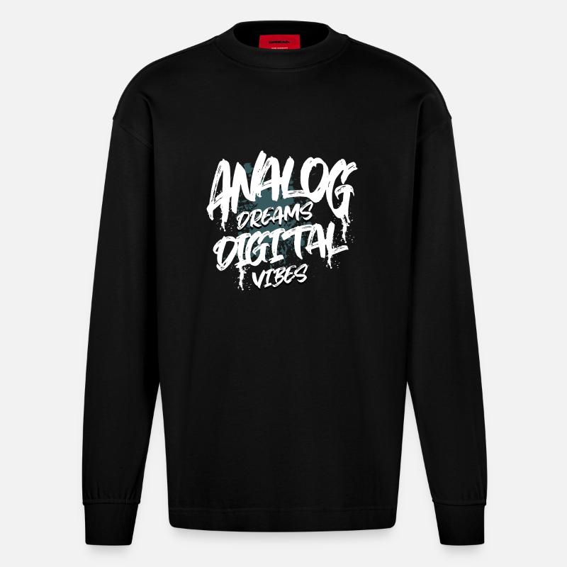 Synthesizer - Heavyweight Oversized Organic Langarmshirt Made in EU - SOLID BLACK