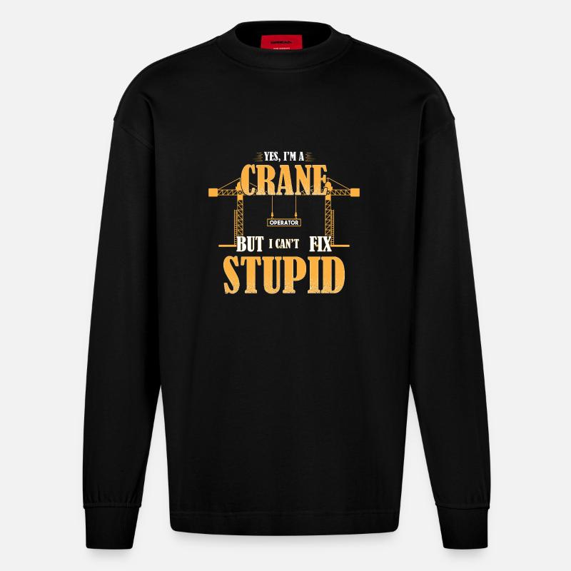 Kranführer Kran - Heavyweight Oversized Organic Langarmshirt Made in EU - SOLID BLACK