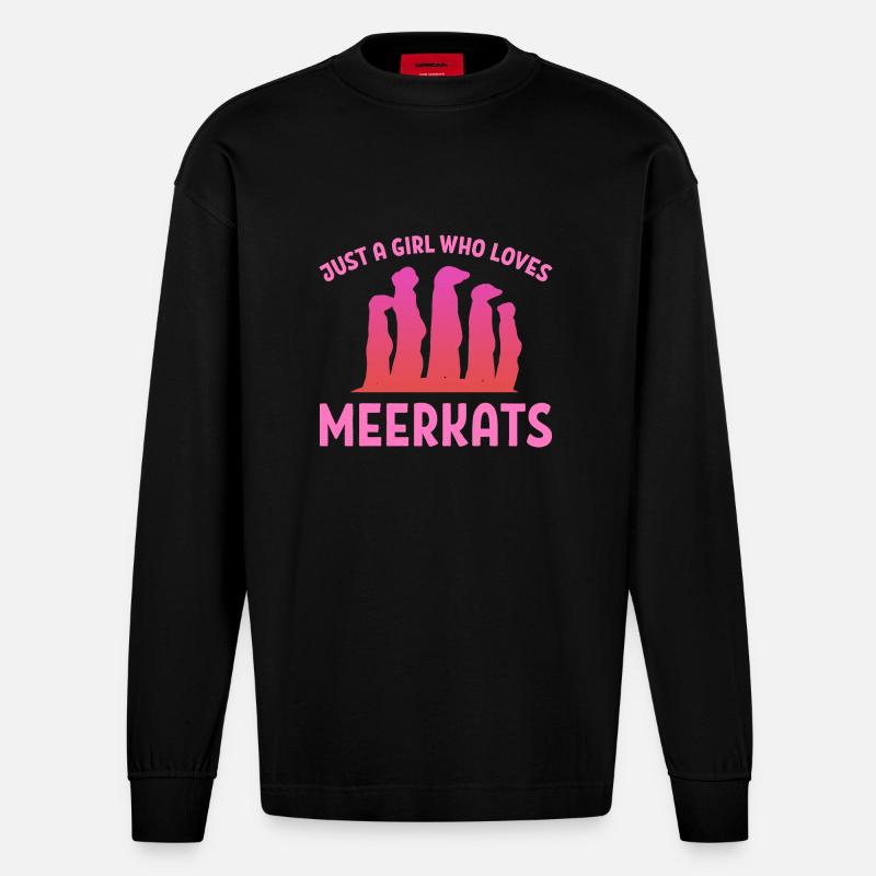 Erdmännchen Mädchen Tochter - Heavyweight Oversized Organic Langarmshirt Made in EU - SOLID BLACK