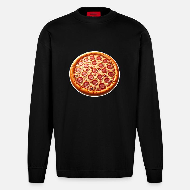 Pizza - Heavyweight Oversized Organic Langarmshirt Made in EU - SOLID BLACK