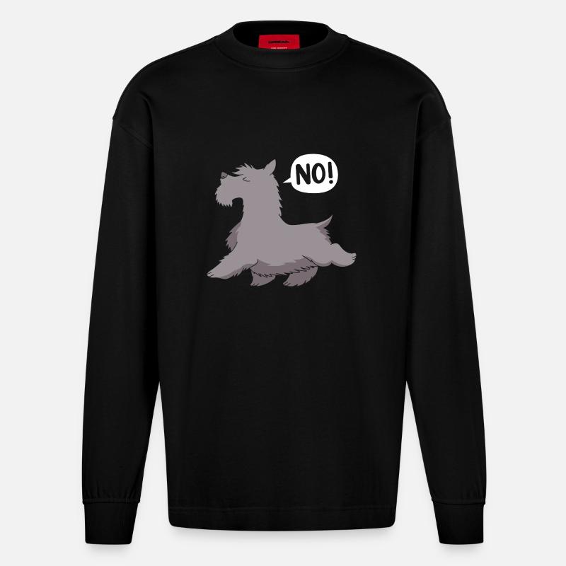 Scottish Terrier - Heavyweight Oversized Organic Langarmshirt Made in EU - SOLID BLACK