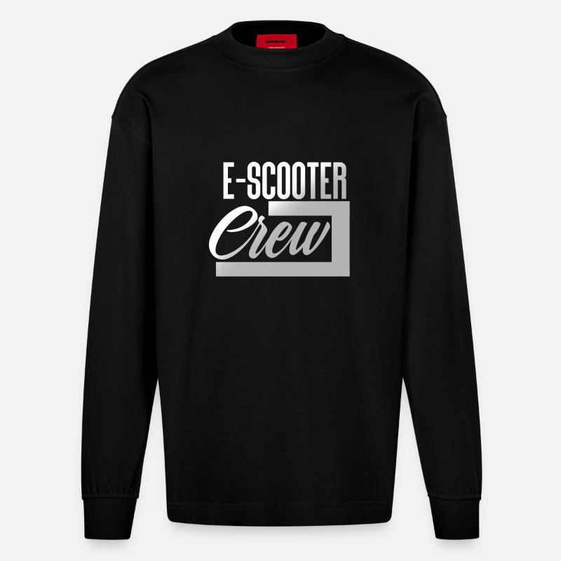 E Scooter Roller Elektroroller - Heavyweight Oversized Organic Langarmshirt Made in EU - SOLID BLACK