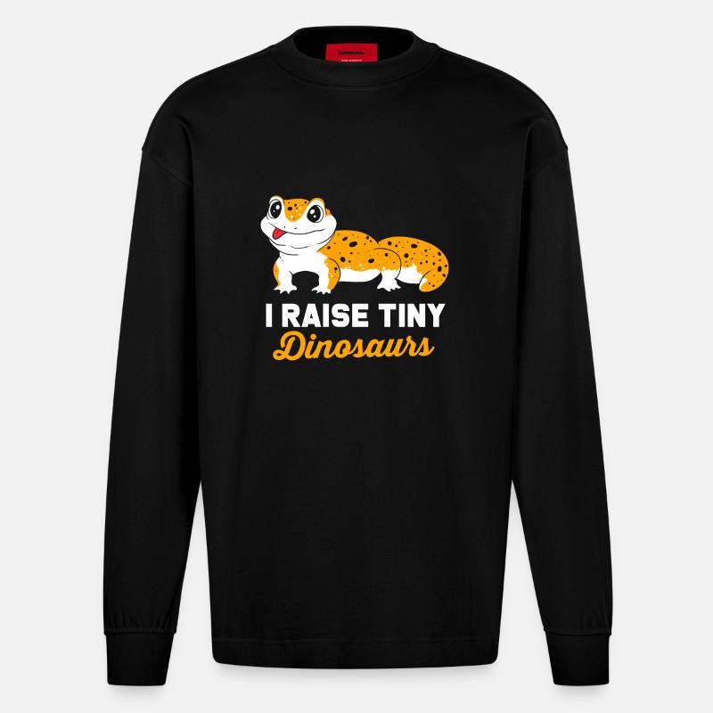 Leopard Gecko - Heavyweight Oversized Organic Langarmshirt Made in EU - SOLID BLACK