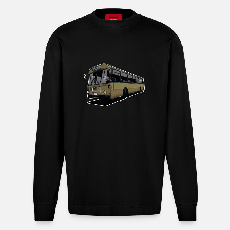Oldtimer Bus // Illustration - Heavyweight Oversized Organic Langarmshirt Made in EU - SOLID BLACK