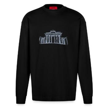 Berlin Brandenburg Gate - Heavyweight Oversized Organic Longsleeve Shirt Made in EU - SOLID BLACK - Front