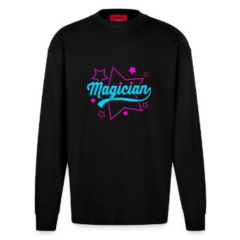 Sorcerer - Heavyweight Oversized Organic Longsleeve Shirt Made in EU - SOLID BLACK - Front