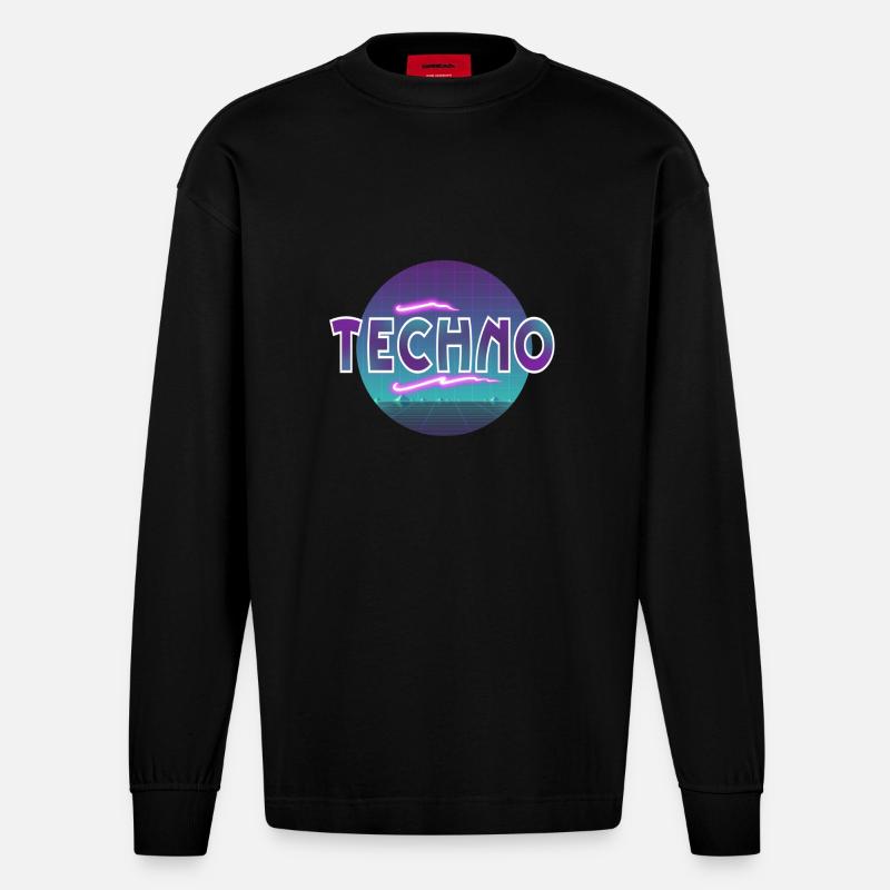 Techno - Heavyweight Oversized Organic Langarmshirt Made in EU - SOLID BLACK