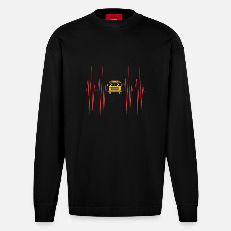 Schulbusfahrer Schulbus - Heavyweight Oversized Organic Langarmshirt Made in EU - SOLID BLACK