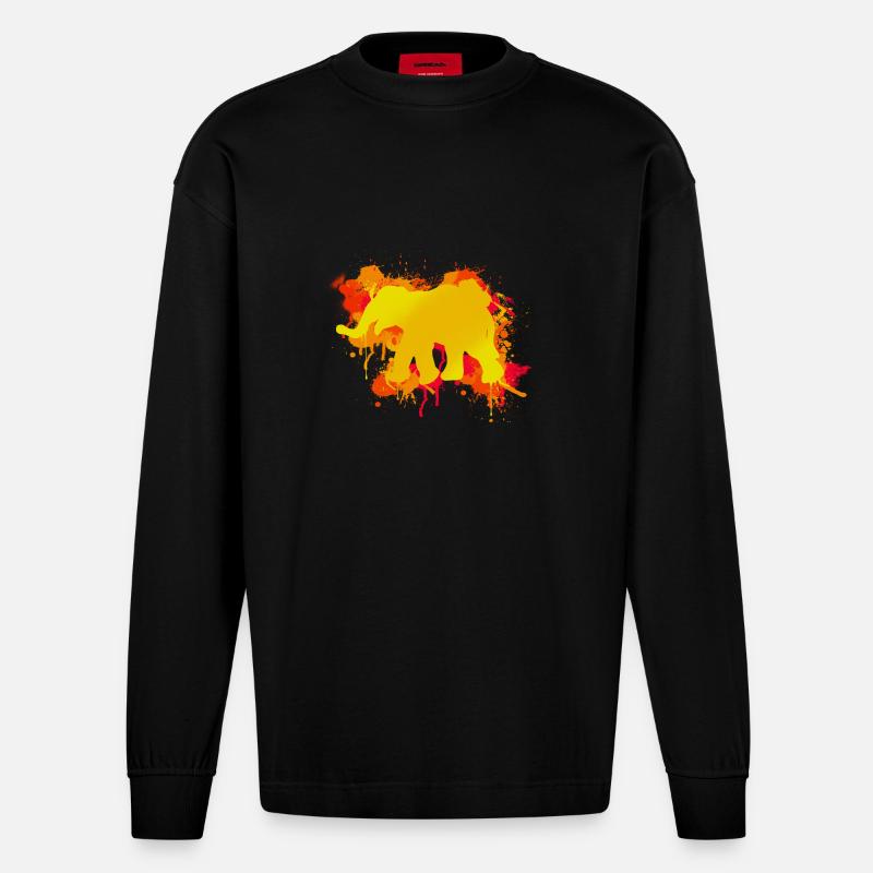 Elefant - Heavyweight Oversized Organic Langarmshirt Made in EU - SOLID BLACK