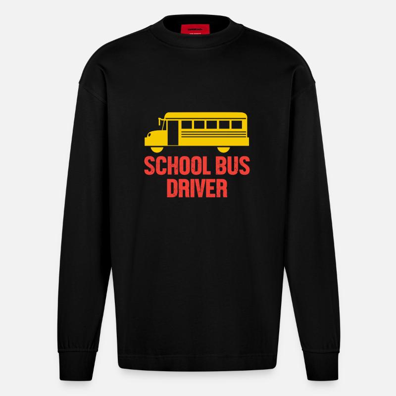 Schulbusfahrer Schulbus - Heavyweight Oversized Organic Langarmshirt Made in EU - SOLID BLACK