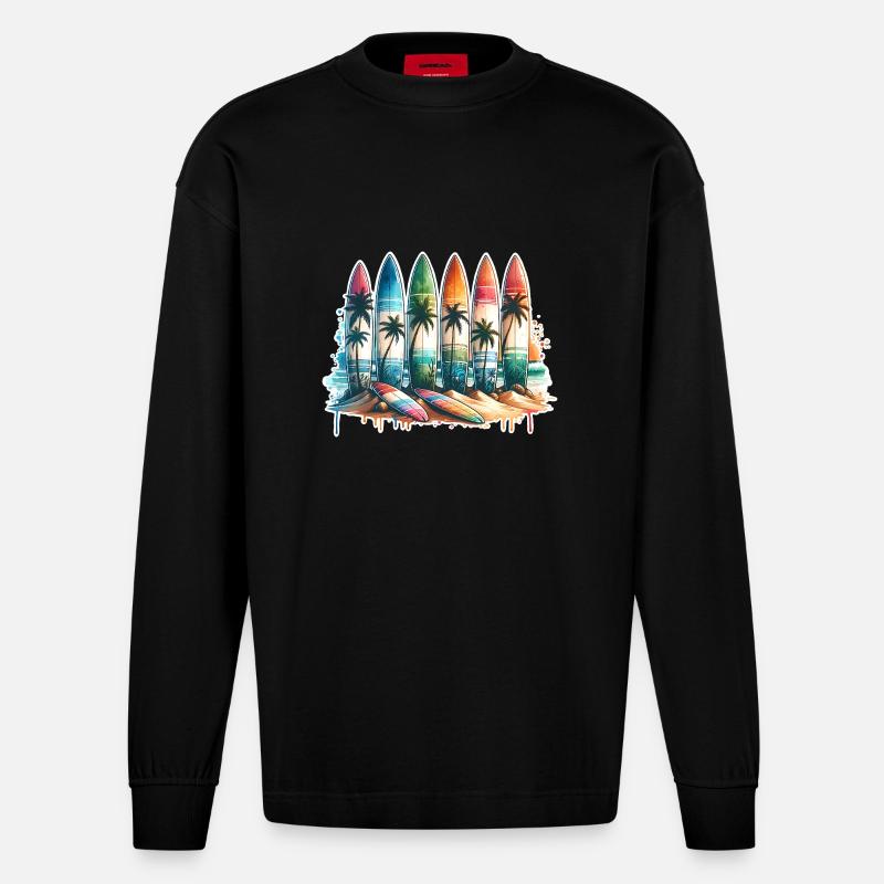 Surfen Surfer - Heavyweight Oversized Organic Langarmshirt Made in EU - SOLID BLACK