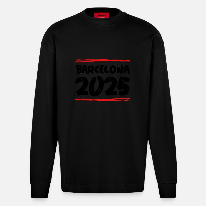 Barcelone 2025 Dicton - Manches longues bio épais oversize fabriqué en UE - SOLID BLACK