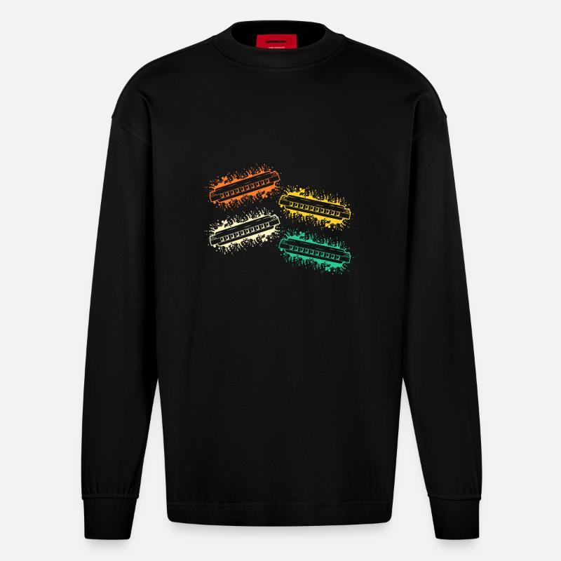 Harmonica Harmonica - Heavyweight Oversized Organic Longsleeve Shirt Made in EU - SOLID BLACK