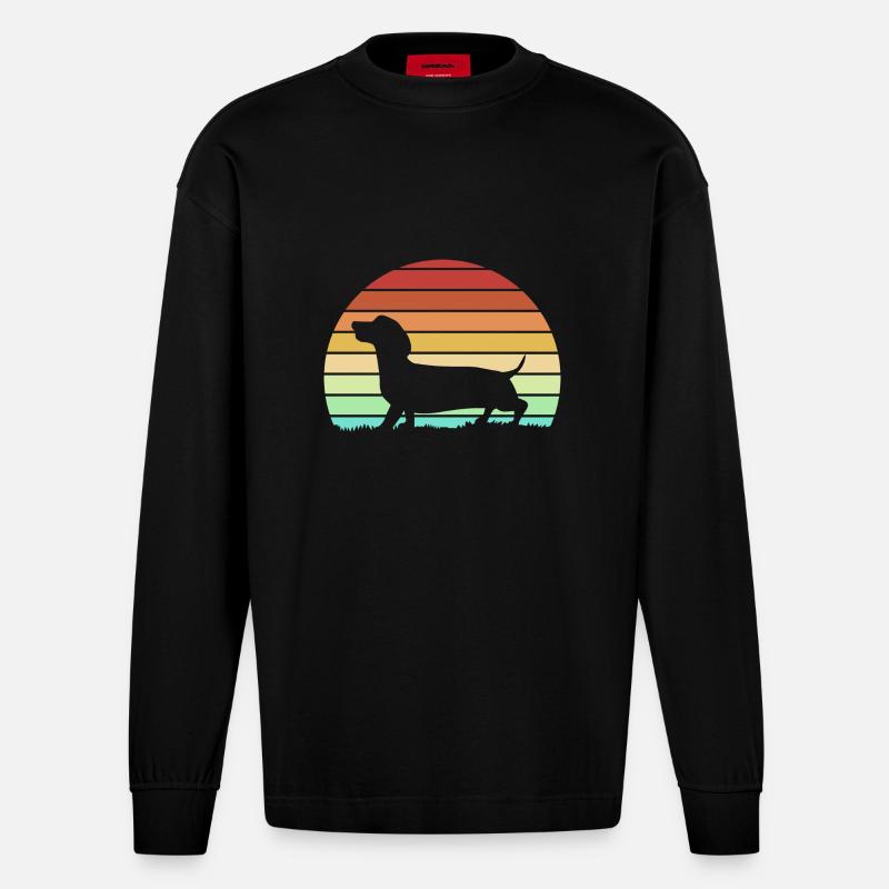 Dackel - Heavyweight Oversized Organic Langarmshirt Made in EU - SOLID BLACK