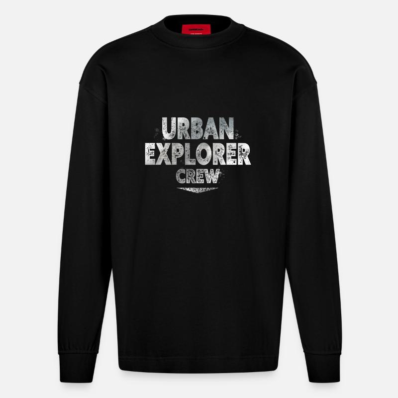 Urban Explorer - Heavyweight Oversized Organic Langarmshirt Made in EU - SOLID BLACK