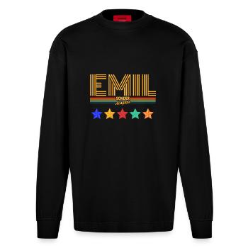 Emil - Heavyweight Oversized Organic Langarmshirt Made in EU - SOLID BLACK - Vorne