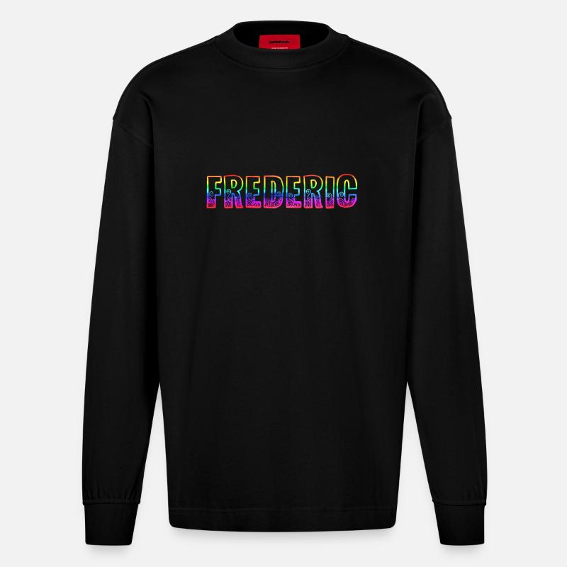 frederic rs rainbow - Heavyweight Oversized Organic Longsleeve Shirt Made in EU - SOLID BLACK