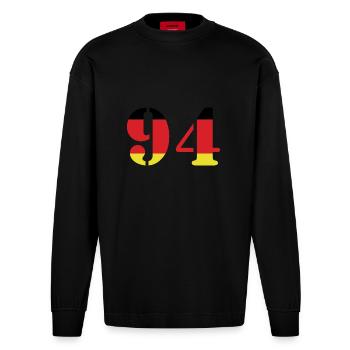 94 Numéro Jersey Allemagne - Manches longues bio épais oversize fabriqué en UE - SOLID BLACK - Devant