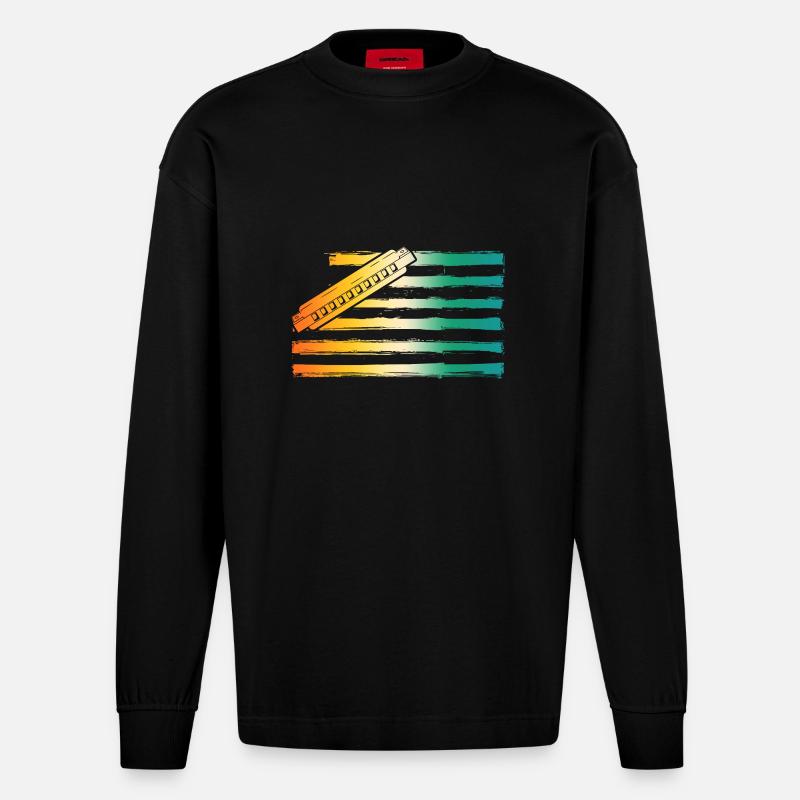 Harmonica Harmonica - Heavyweight Oversized Organic Longsleeve Shirt Made in EU - SOLID BLACK