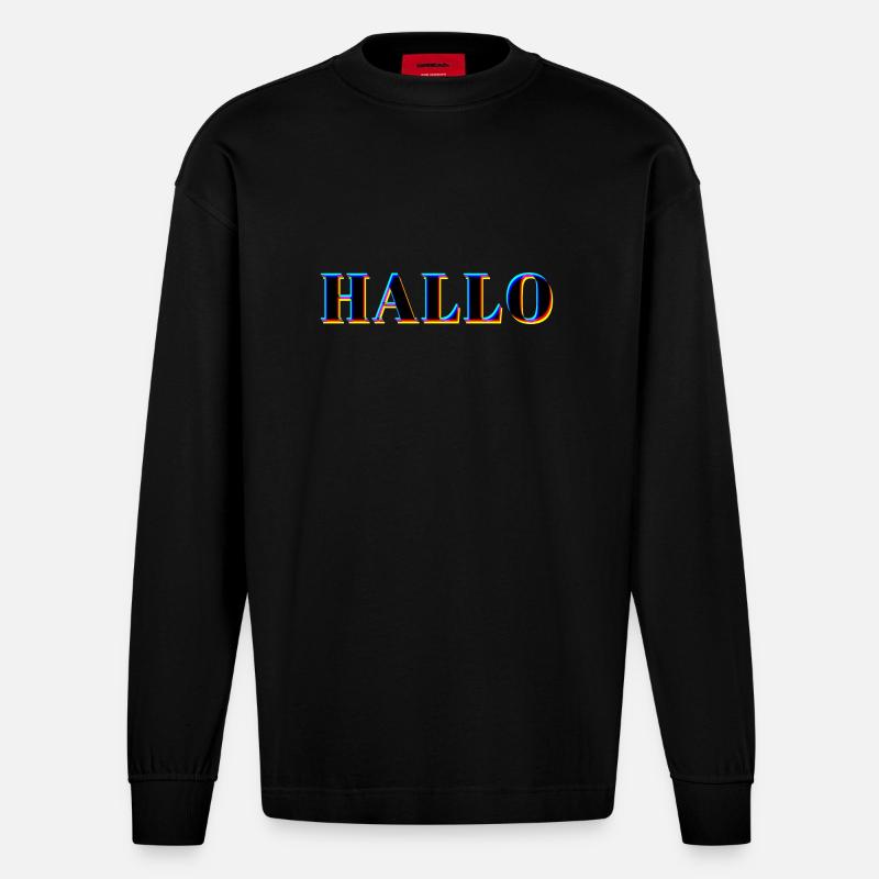 HELLO NEON - Heavyweight Oversized Organic Langarmshirt Made in EU - SOLID BLACK