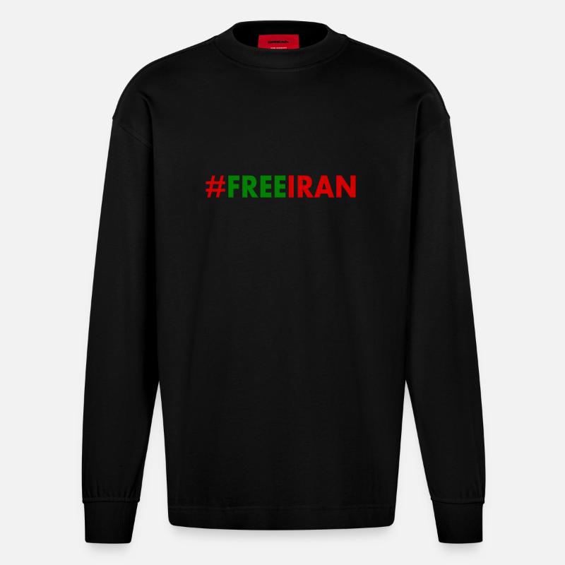 Free iran - Manches longues bio épais oversize fabriqué en UE - SOLID BLACK