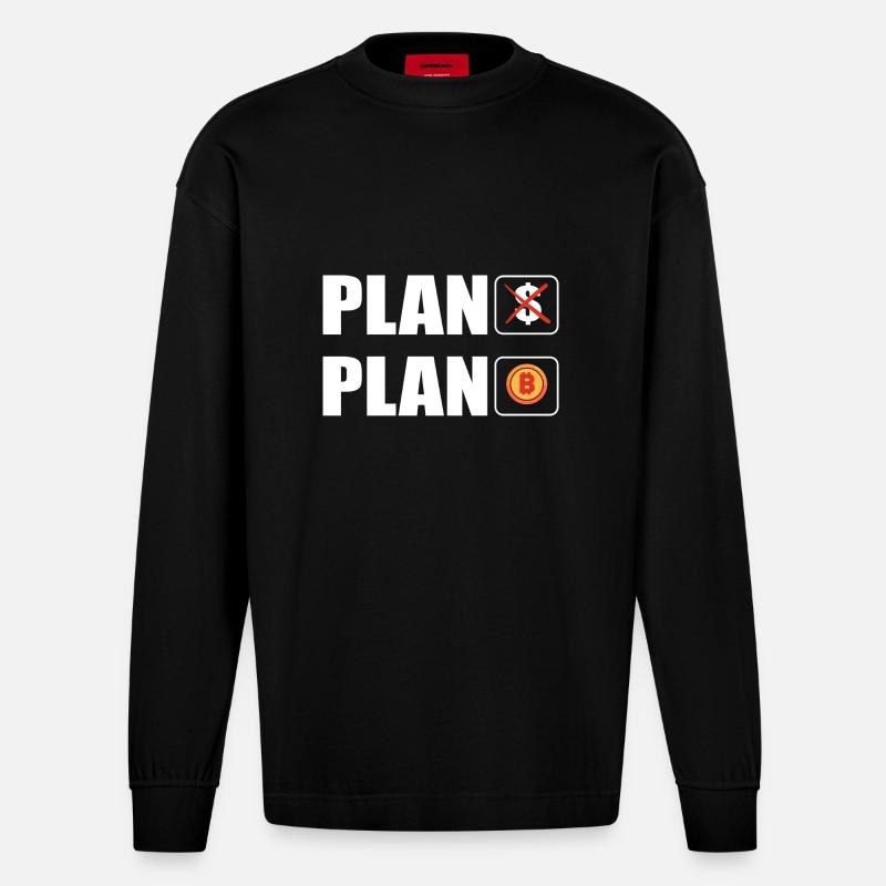 Bitcoin - Heavyweight Oversized Organic Langarmshirt Made in EU - SOLID BLACK