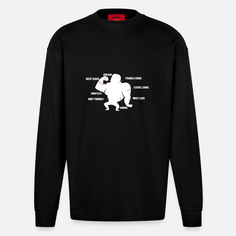 Jiu Jitsu Autodéfense - Manches longues bio épais oversize fabriqué en UE - SOLID BLACK