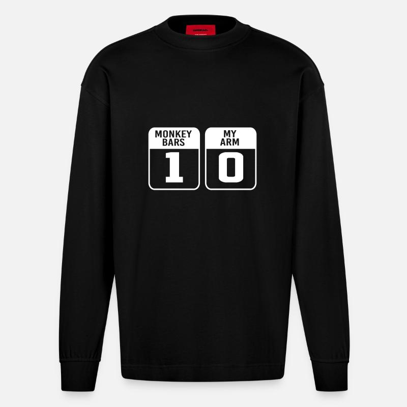 Gebrochener Arm Knochen Knochenbruch - Heavyweight Oversized Organic Langarmshirt Made in EU - SOLID BLACK